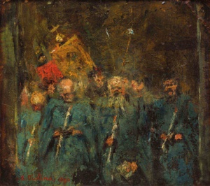 Giovanni Battista Ciolina, La processione, 1890, olio su car...