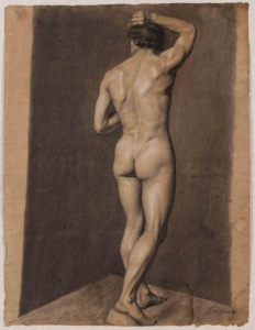 Giovanni Battista Ciolina, Nudo maschile di tergo, matita, c...
