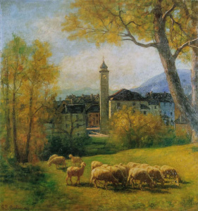 Pecore al pascolo a Crana